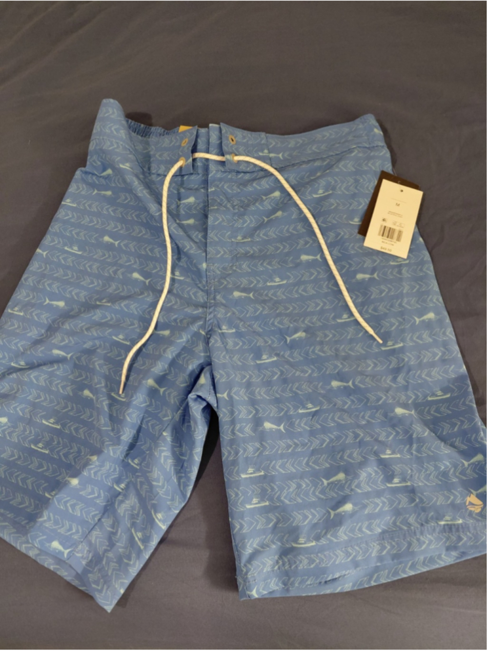 Men's Medium Light Blue Swim Trunks Shorts Drawstring Slip On Summer Pool Boat M